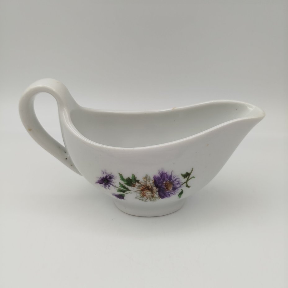 Соусник с цветочным декором, фарфор, деколь, Дулевский фарфоровый завод (Дулёво), СССР, 1926-1931 гг.