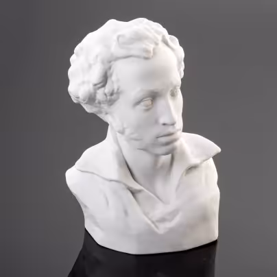 Бюст "Александр Сергеевич Пушкин", автор модели А.Д. Корсиков, бисквит, Ленинградский фарфоровый завод (ЛФЗ), СССР, 1960-1970 гг., Ленинградский фарфоровый завод (ЛФЗ)