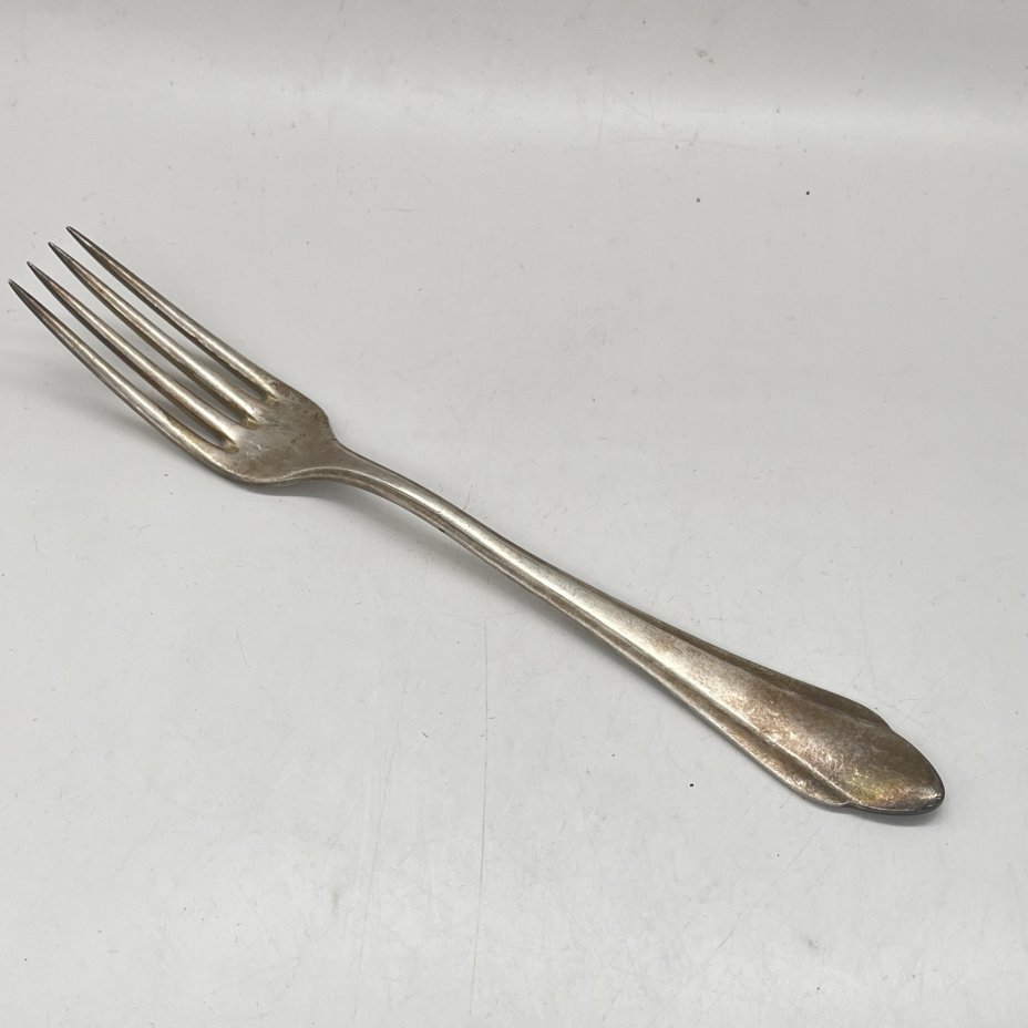 Вилка столовая с лаконичным декором, металл, серебрение, Platura, Германия, 1910-1930 гг.
