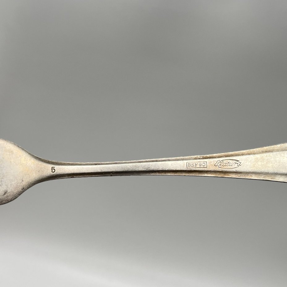 Вилка столовая с лаконичным декором, металл, серебрение, Platura, Германия, 1910-1930 гг.