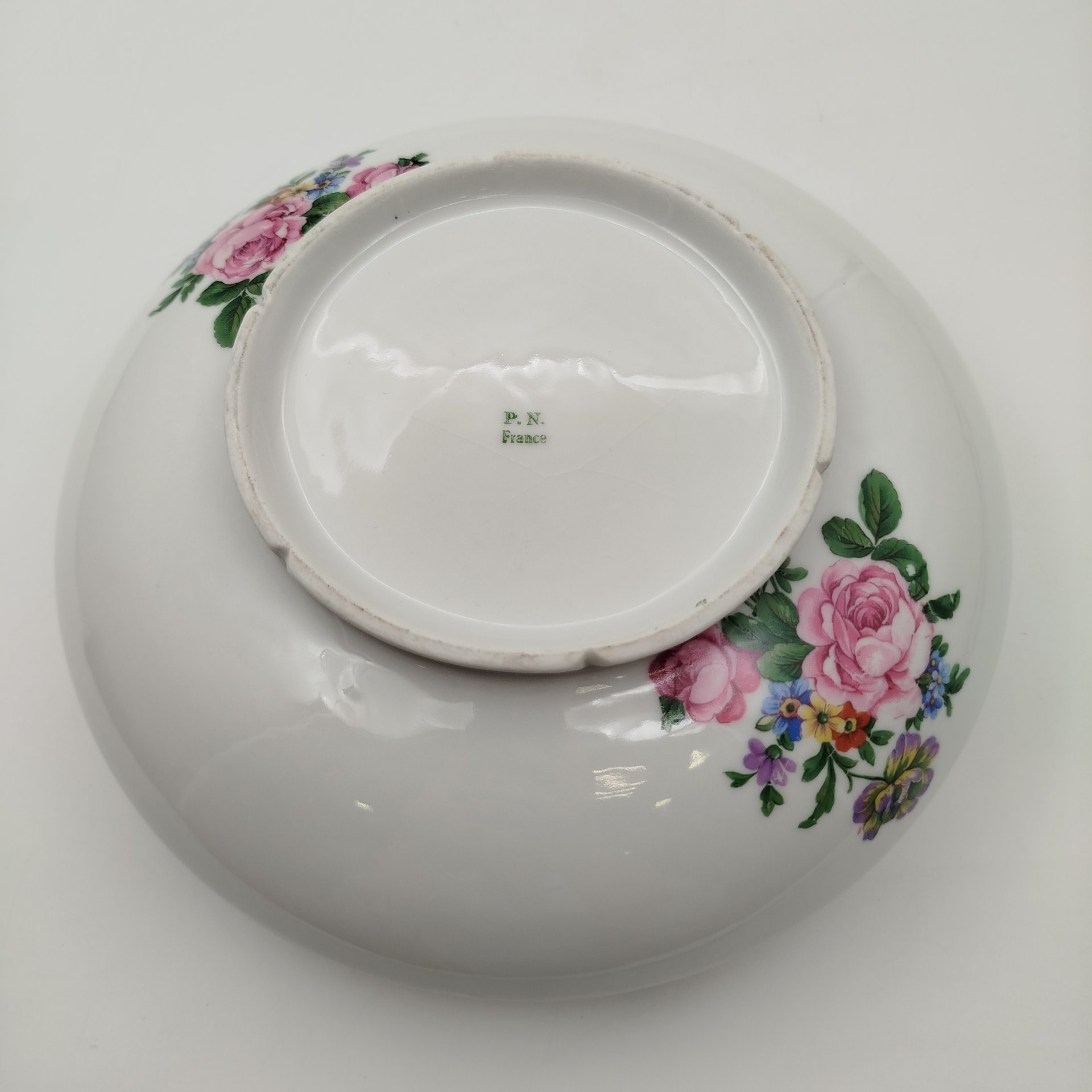 Салатник с цветочным декором, P.N. France, фарфор, деколь, золочение, Limoges, Франция, 1950-1970 гг.