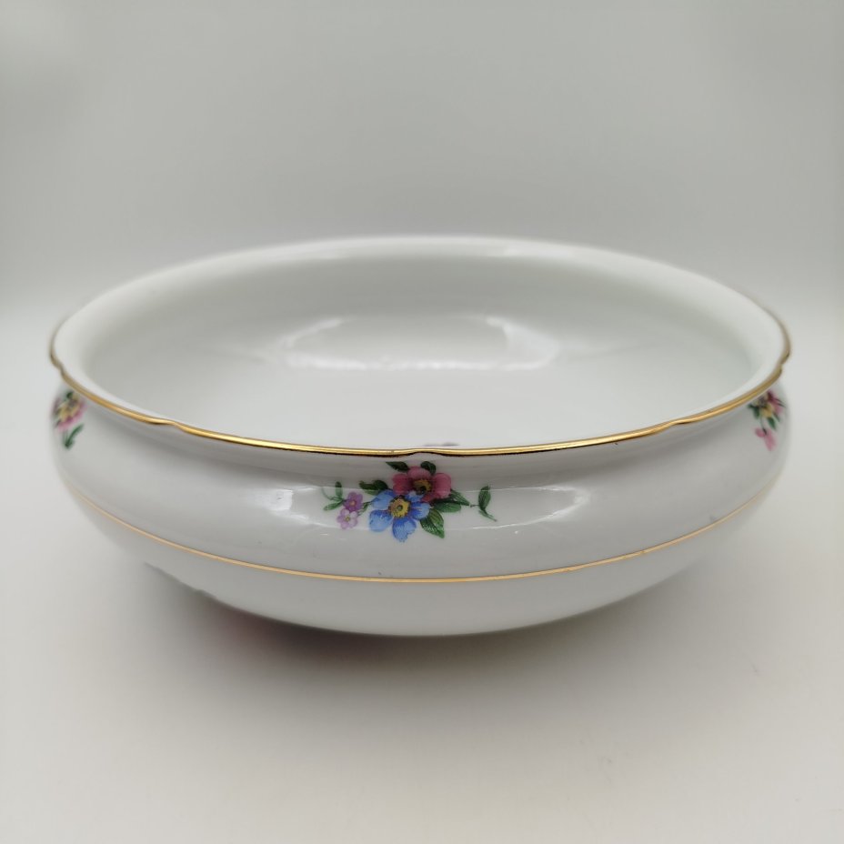 Салатник с цветочным декором, P.N. France, фарфор, деколь, золочение, Limoges, Франция, 1950-1970 гг., Limoges
