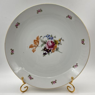 Блюдо круглое с цветочным декором, фарфор, деколь, золочение, Bohemia (Neurohlau), Чехословакия, 1970-1990 гг.