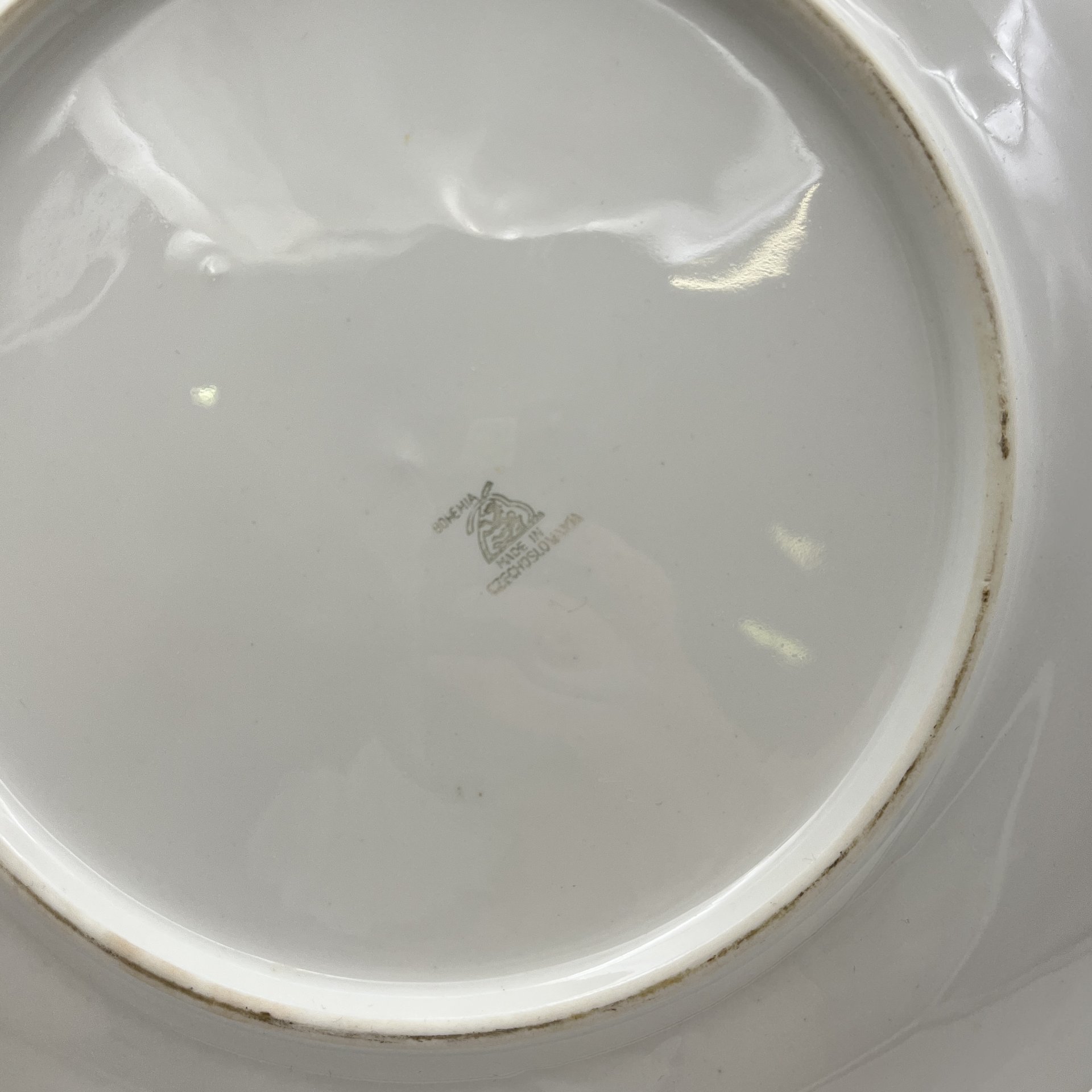 Блюдо круглое с цветочным декором, фарфор, деколь, золочение, Bohemia (Neurohlau), Чехословакия, 1970-1990 гг.