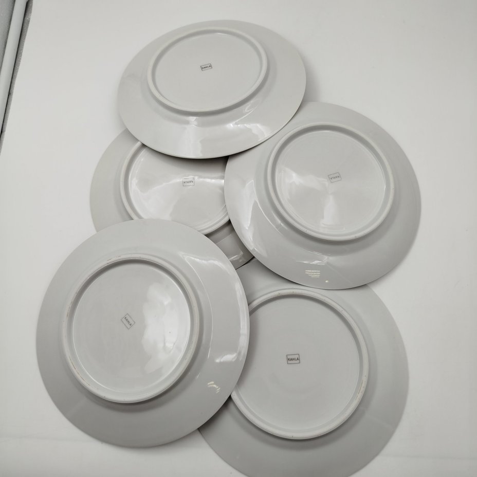 Набор из 5-ти десертных тарелок, украшенных цветочным декором, фарфор, деколь, золочение, Kahla, Германия, 1937-1956 гг.