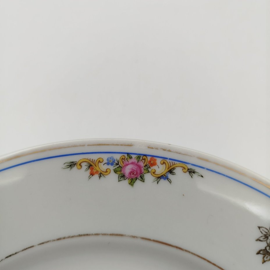 Набор из 5-ти десертных тарелок, украшенных цветочным декором, фарфор, деколь, золочение, Kahla, Германия, 1937-1956 гг.