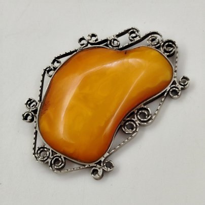 Брошь, металл, янтарь, СССР, 1960-1990 гг.