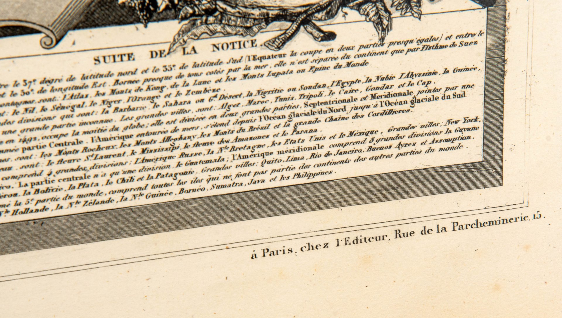 Гравюра "Карта мира (Planisphère)" в раме, автор Виктор Левассер (Victor Levasseur), бумага, печать, дерево стекло, Франция, 1840-1860 гг.