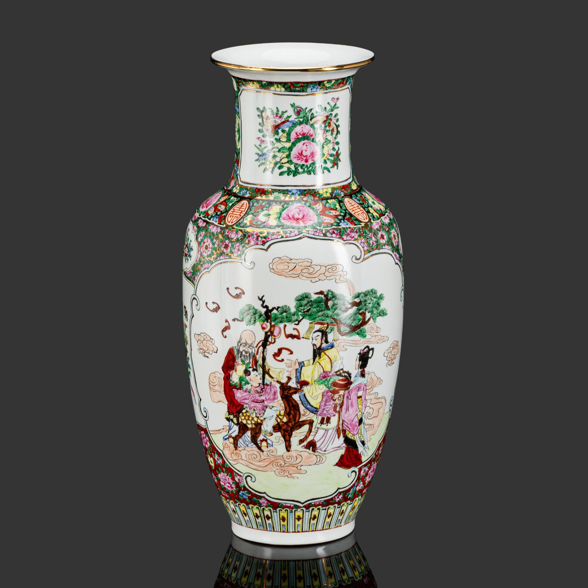 [Символы благополучия и долголетия] Ваза большая "Подношения императору"