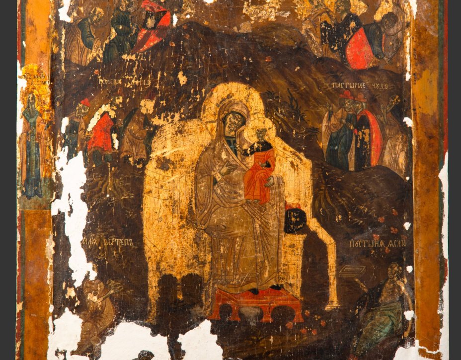 Икона "Собор Пресвятой Богородицы", дерево, темпера, Российская империя, 1850-1900 гг.