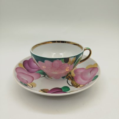 Пара чайная "Агашки", фарфор, роспись, золочение, Дулевский фарфоровый завод (Дулёво), СССР, 1964-1991 гг.