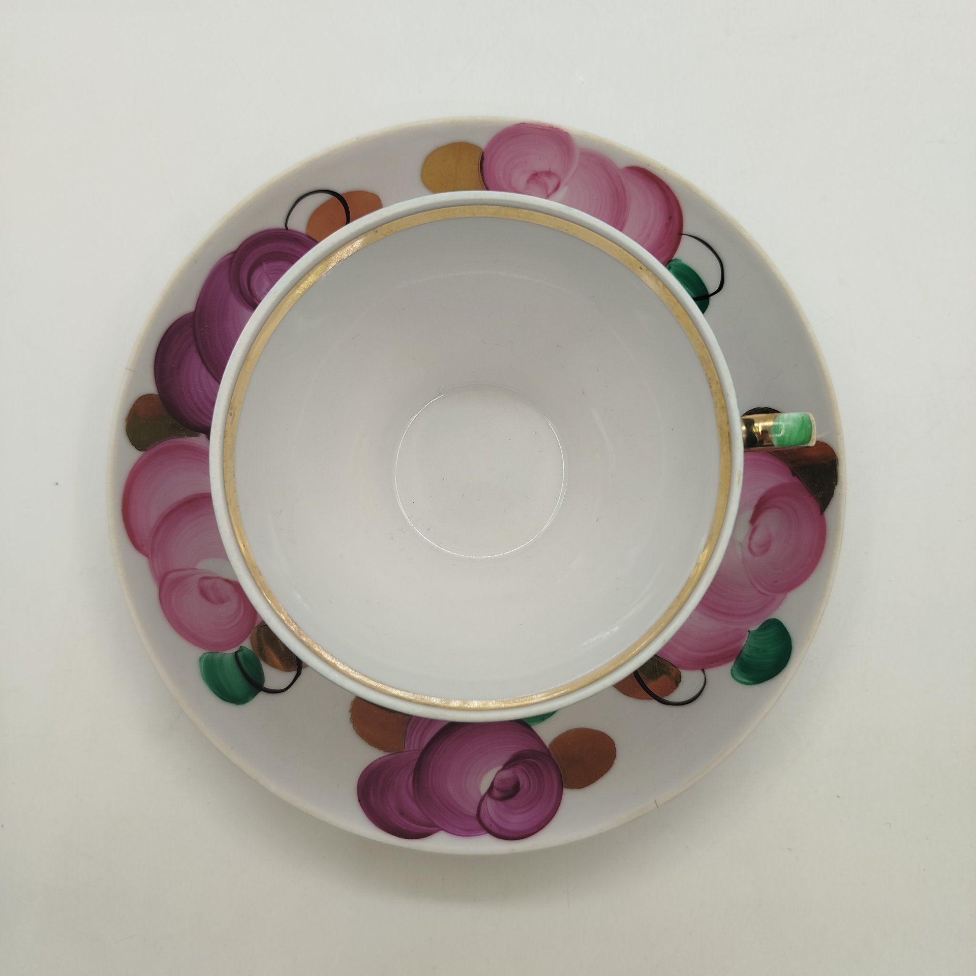 Пара чайная "Агашки", фарфор, роспись, золочение, Дулевский фарфоровый завод (Дулёво), СССР, 1964-1991 гг.