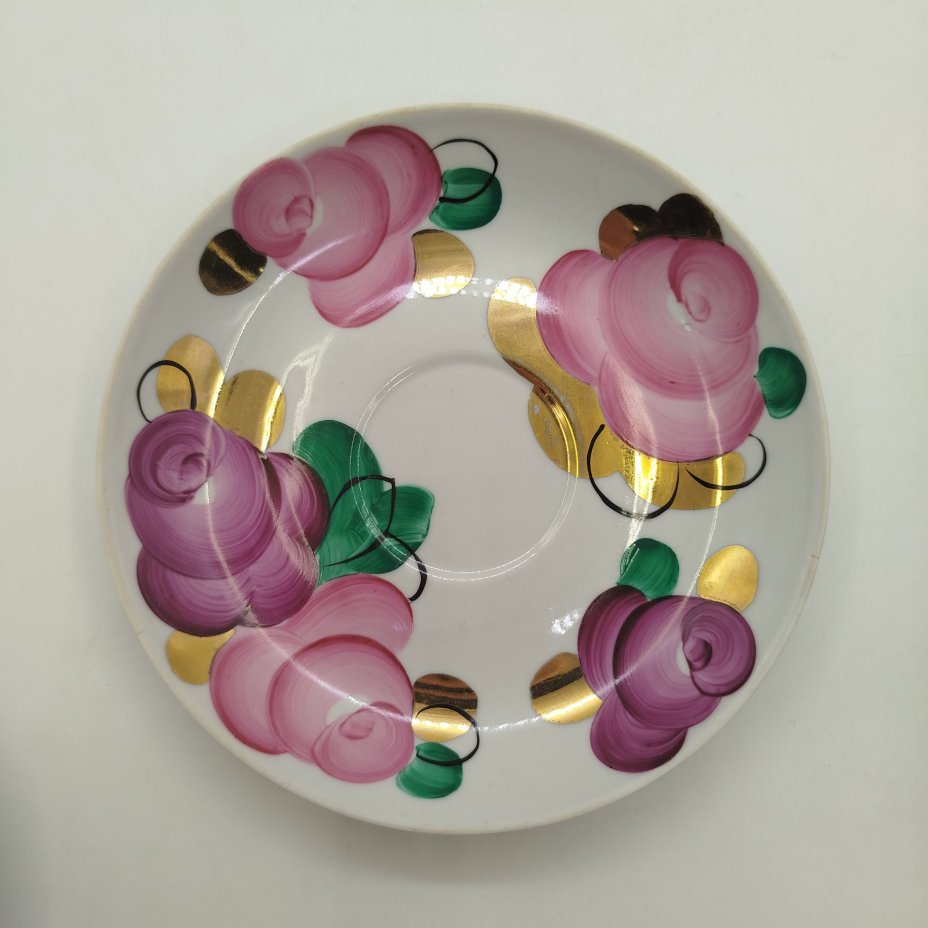 Пара чайная "Агашки", фарфор, роспись, золочение, Дулевский фарфоровый завод (Дулёво), СССР, 1964-1991 гг.