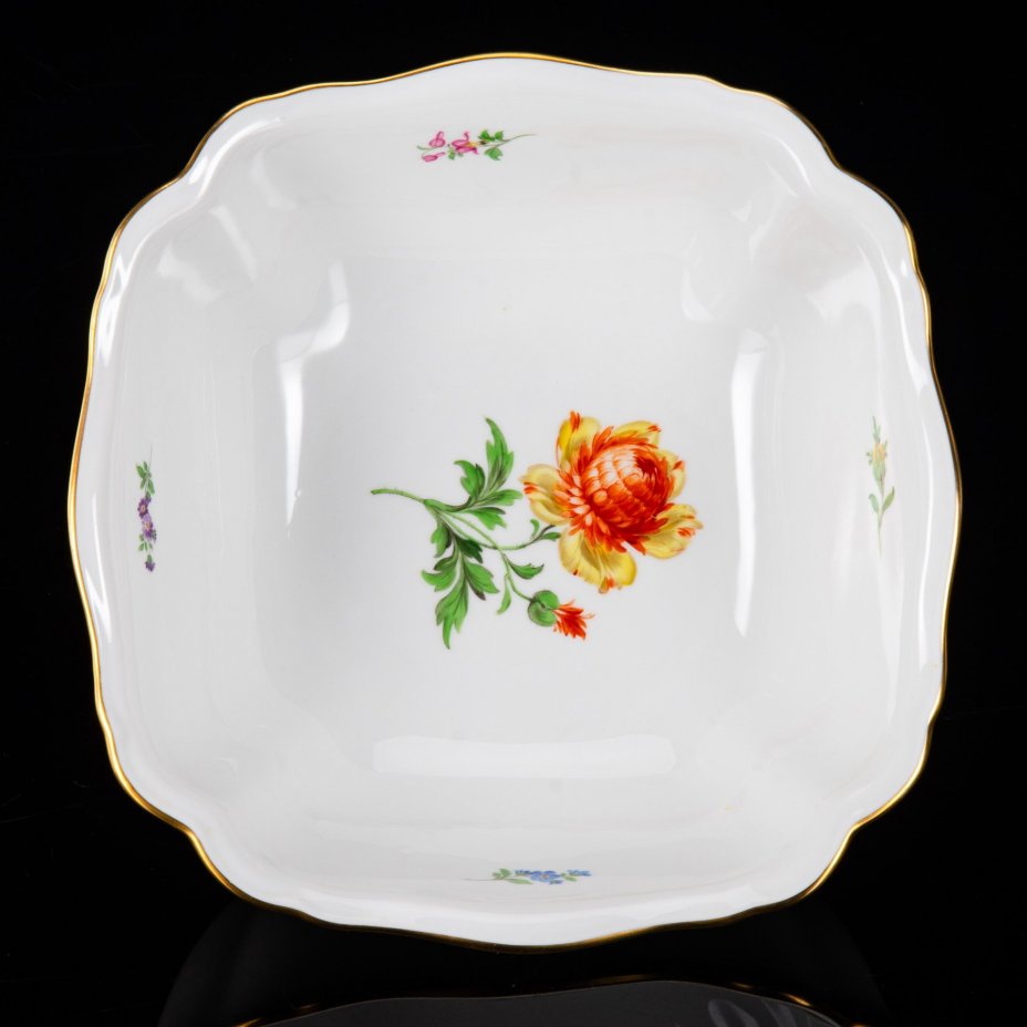 Фруктовница (салатник), Meissen (Мейсенский фарфор), фарфор, роспись, золочение, Германия, 1960-1980 гг., Meissener Porzellan (Мейсенский фарфор)