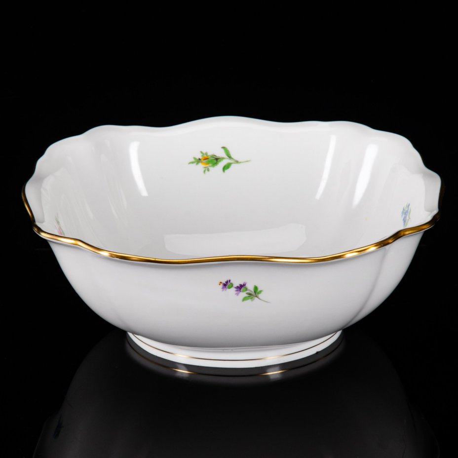 Фруктовница (салатник), Meissen (Мейсенский фарфор), фарфор, роспись, золочение, Германия, 1960-1980 гг., Meissener Porzellan (Мейсенский фарфор)