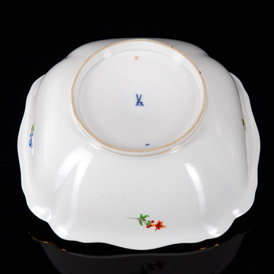 Фруктовница (салатник), Meissen (Мейсенский фарфор), фарфор, роспись, золочение, Германия, 1960-1980 гг., Meissener Porzellan (Мейсенский фарфор)