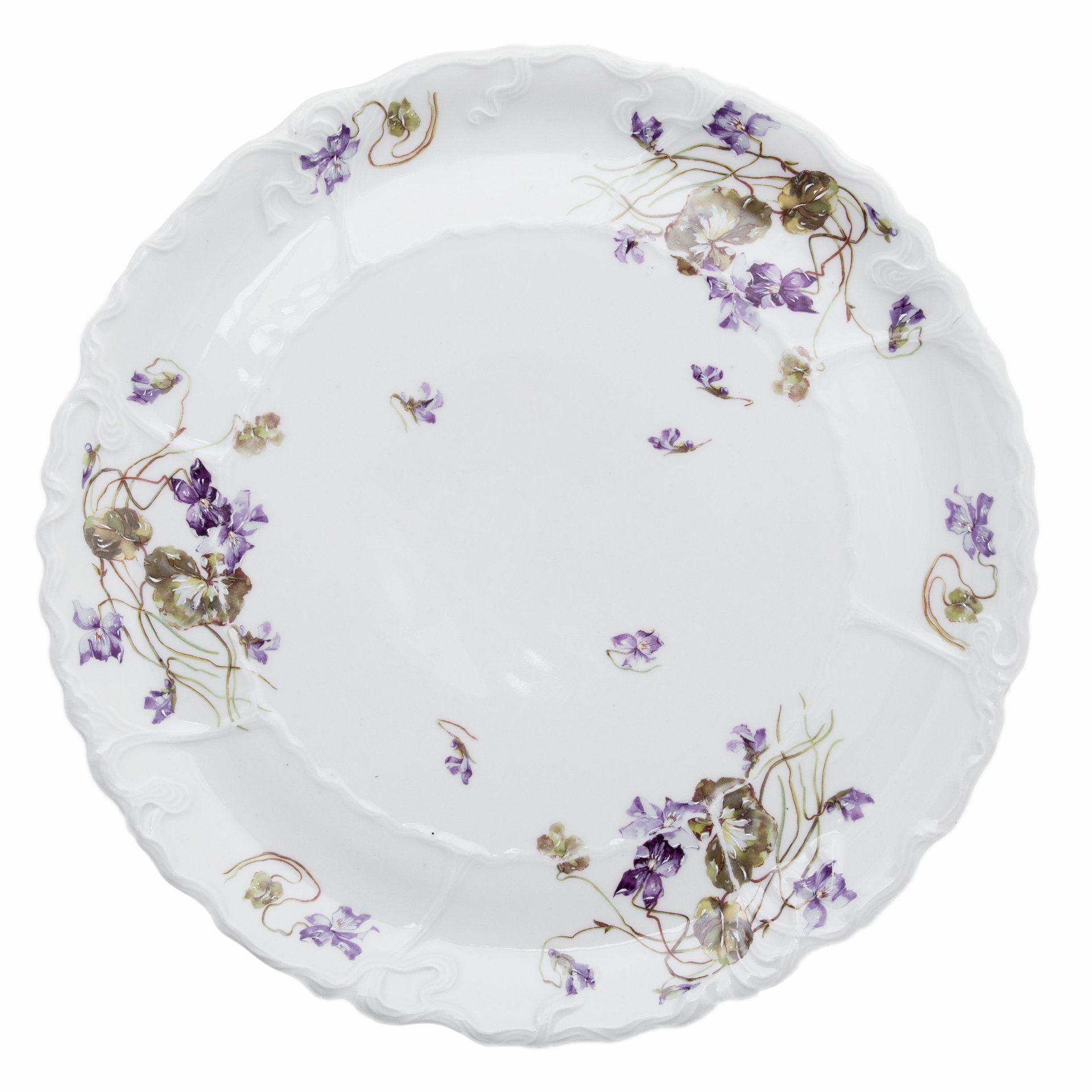 Блюдо круглое с цветочным декором и изящным рельефным бортом, Comte Harrach (Граф Гаррах)