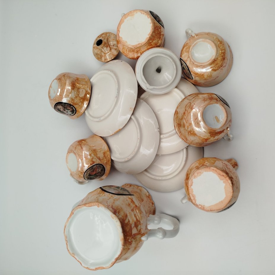 Сервиз кофейный "Мадонна" с разводами, на 4 персоны (11 предметов)