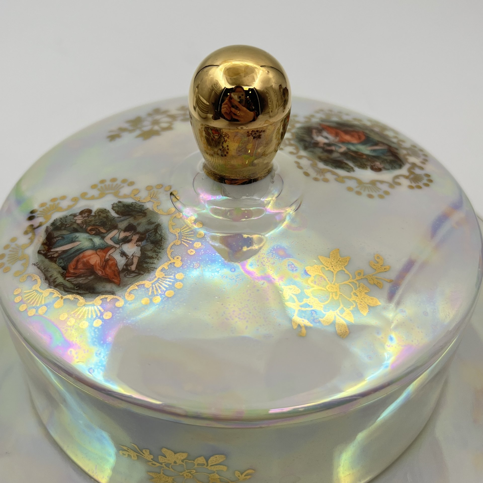 Масленка из сервиза "Мадонна", фарфор, деколь, люстр, золочение, Fortuna Eisenberg, ГДР, 1960-1973 гг.