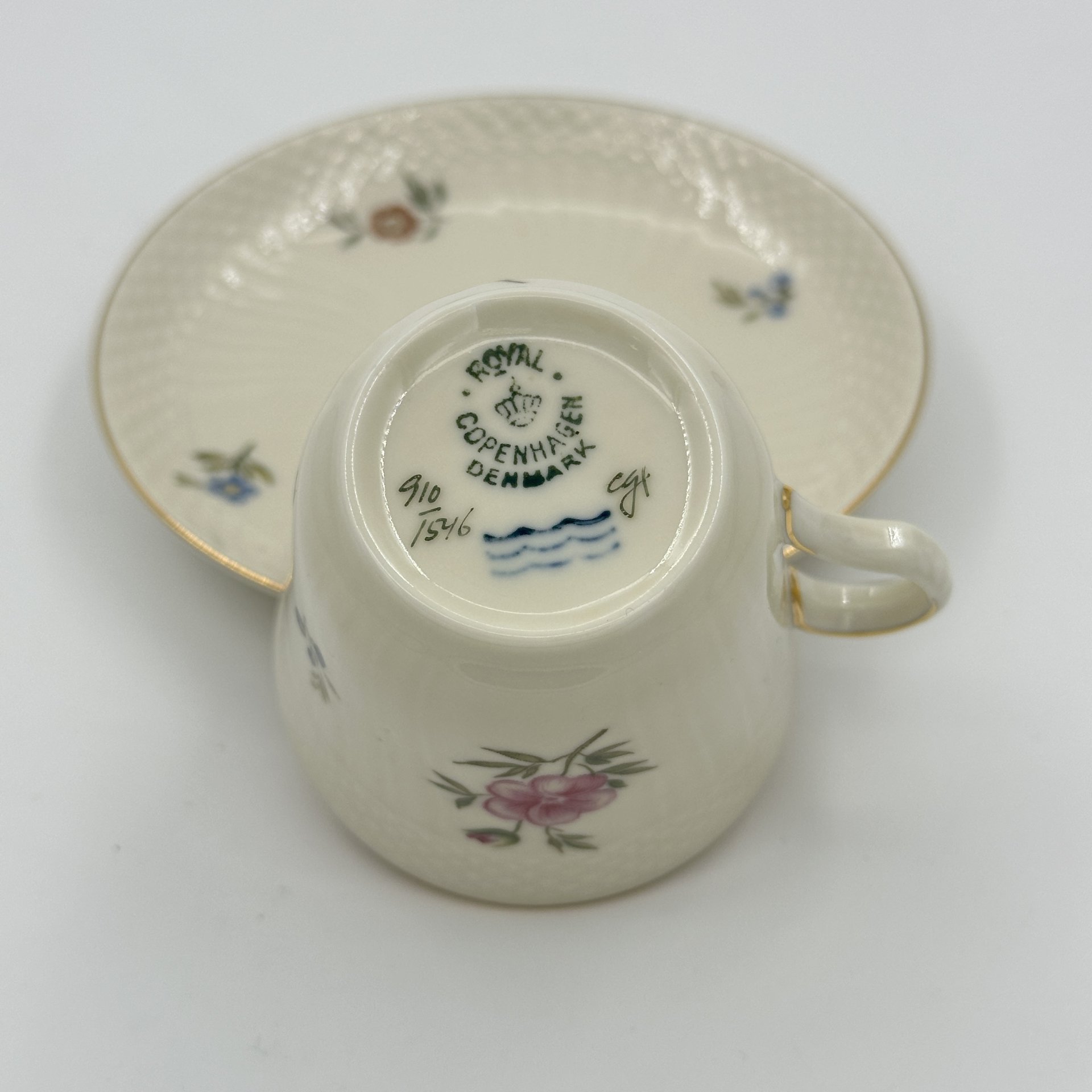 Пара кофейная с цветочным декором, Royal Copenhagen
