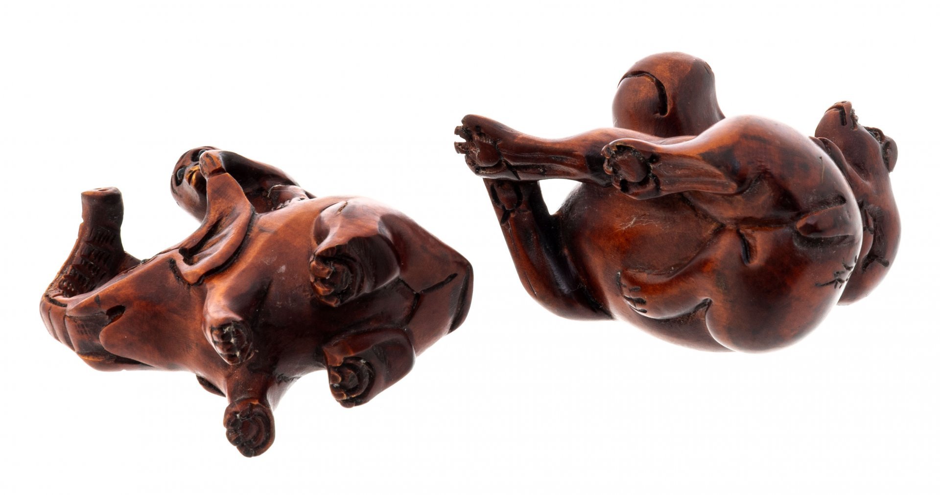 Набор из двух статуэток (окимоно), самшит, резьба, Азия, 1970-1990 гг.