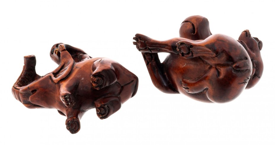 Набор из двух статуэток (окимоно), самшит, резьба, Азия, 1970-1990 гг.
