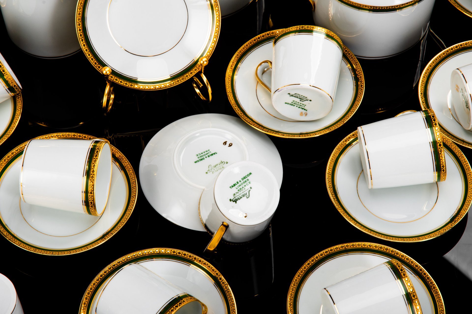 Кофейный сервиз в стиле Ампир на 12 персон, "limoges", фарфор, крытье, золочение, Франция, 1950-1980 гг.
