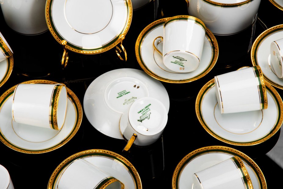 Кофейный сервиз в стиле Ампир на 12 персон, "limoges", фарфор, крытье, золочение, Франция, 1950-1980 гг.