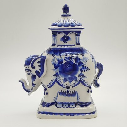 Чайница "Индийский слон", Гжель