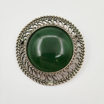 Брошь, металл, вставка зеленого цвета, СССР, 1970-1990 гг.