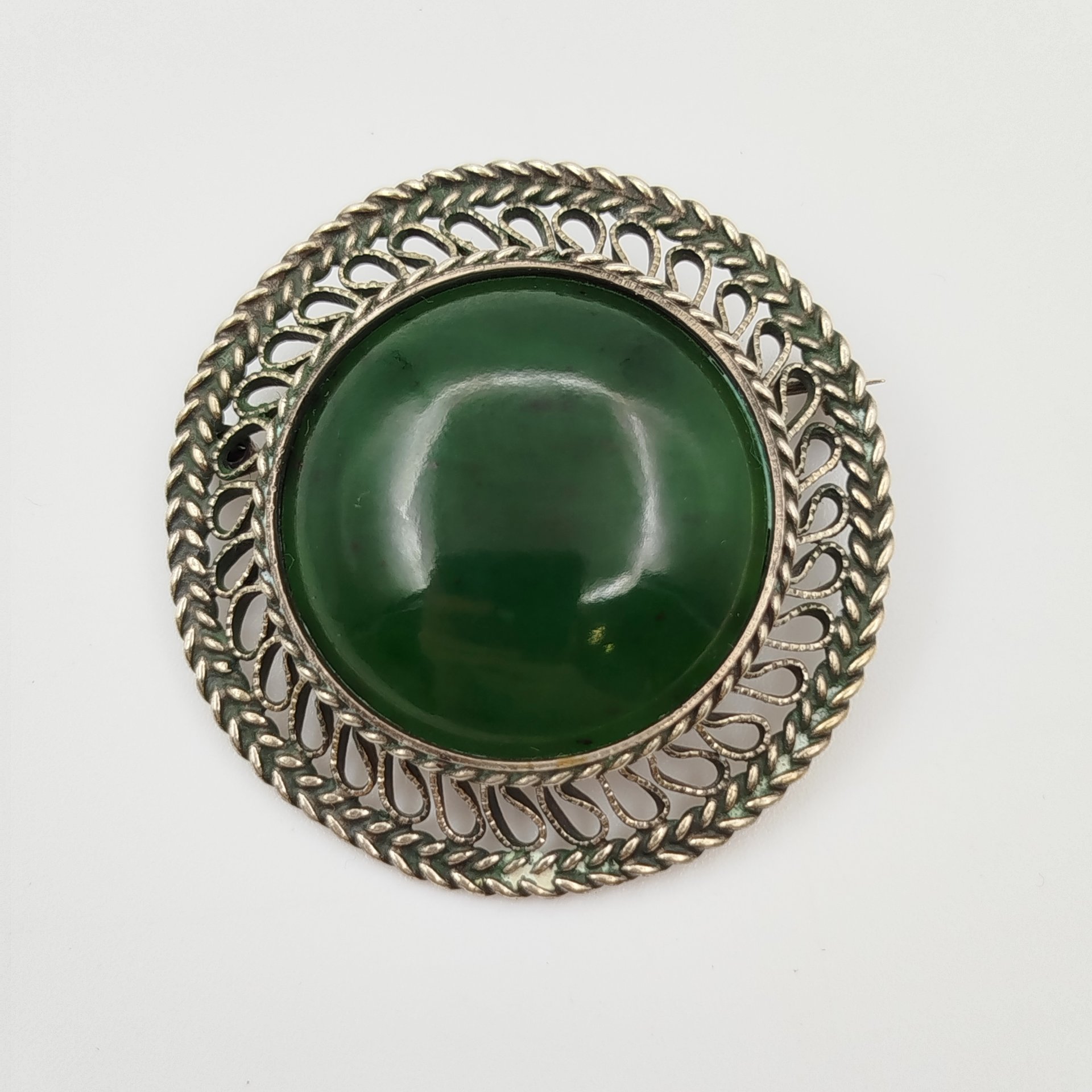 Брошь, металл, вставка зеленого цвета, СССР, 1970-1990 гг.