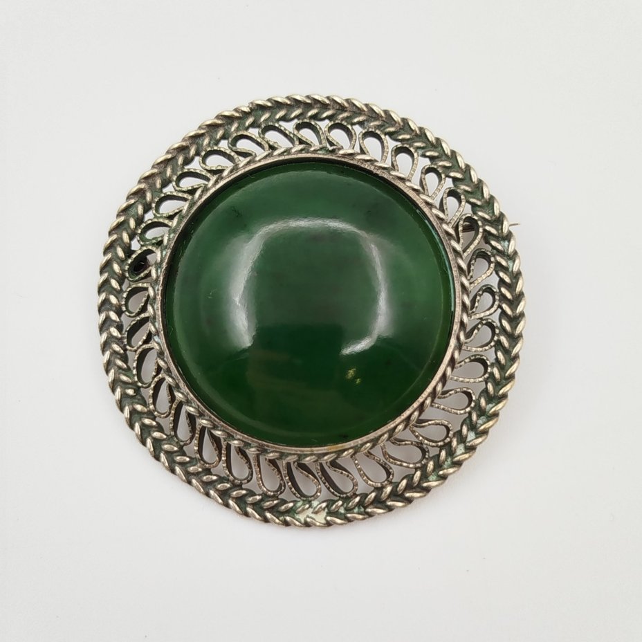 Брошь, металл, вставка зеленого цвета, СССР, 1970-1990 гг.