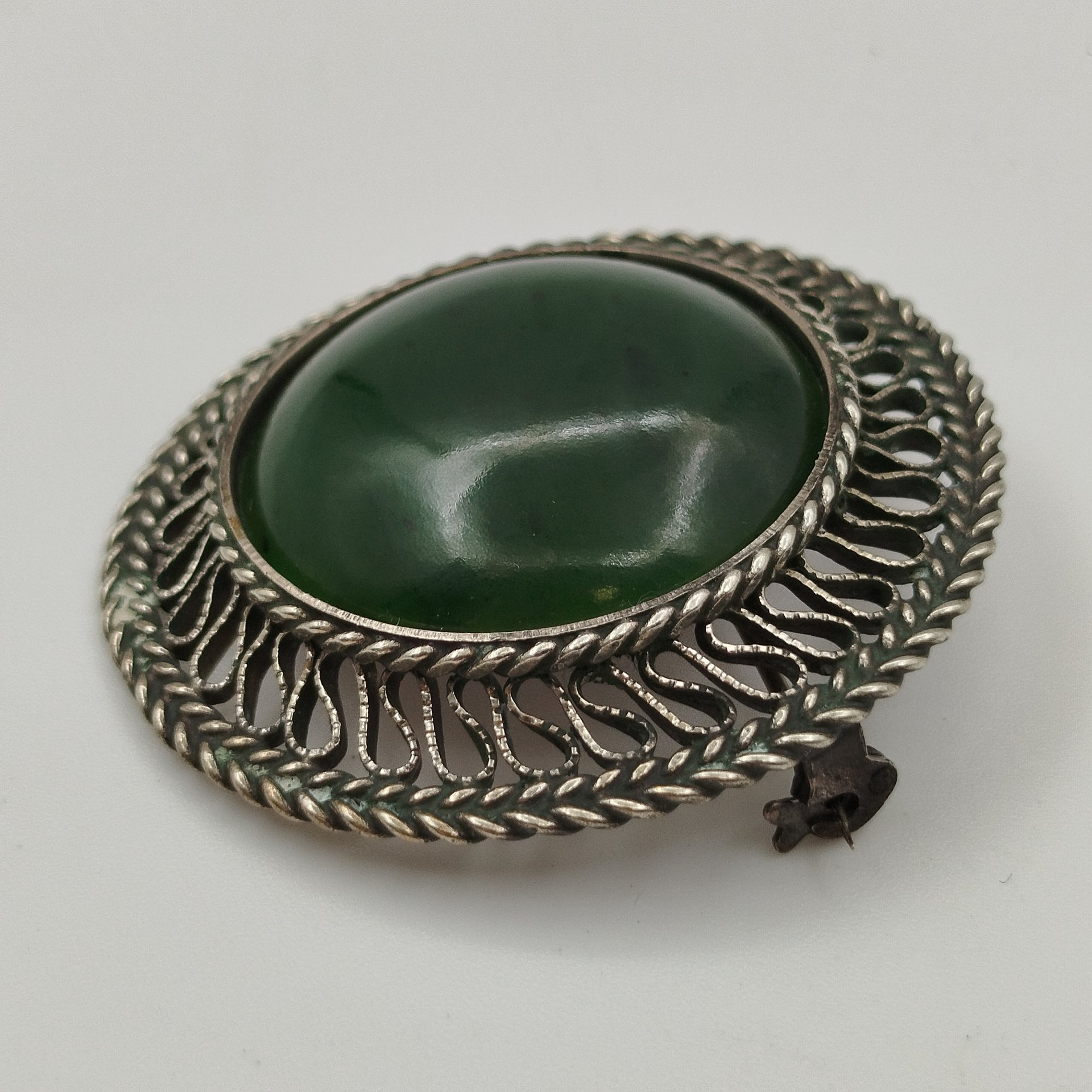 Брошь, металл, вставка зеленого цвета, СССР, 1970-1990 гг.