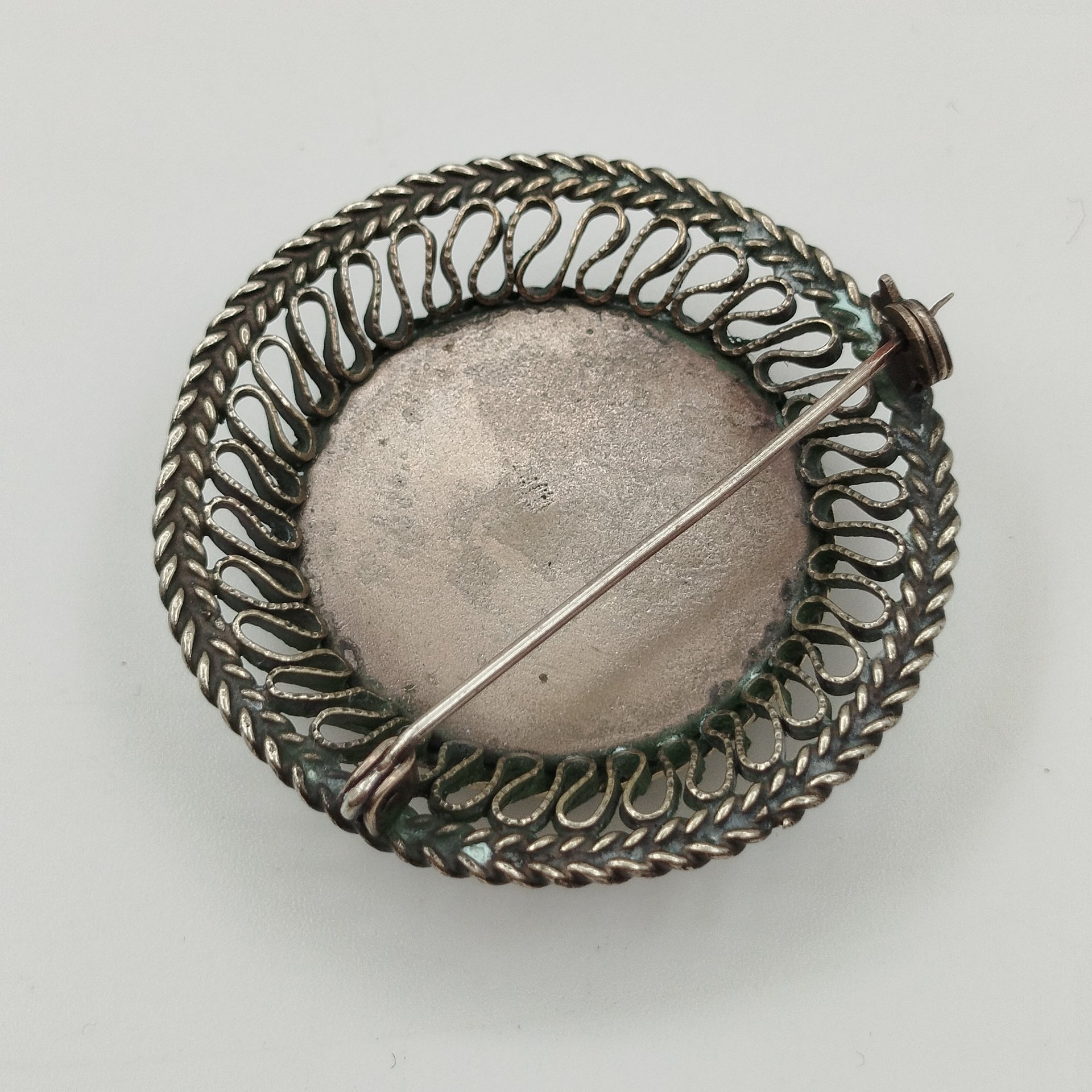 Брошь, металл, вставка зеленого цвета, СССР, 1970-1990 гг.