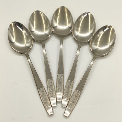 Набор из 5-ти столовых ложек с флоральным декором в коробке, нержавеющая сталь, Металлургический завод «Электросталь»