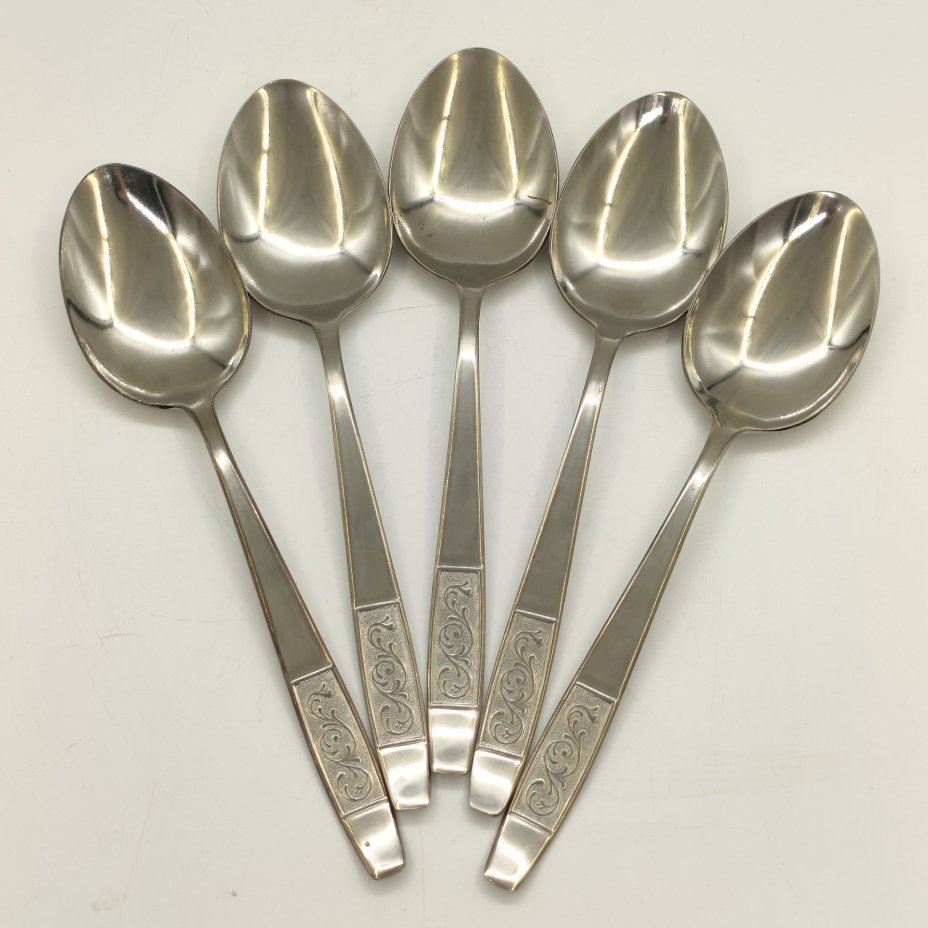 Набор из 5-ти столовых ложек с флоральным декором в коробке, нержавеющая сталь, Металлургический завод «Электросталь»