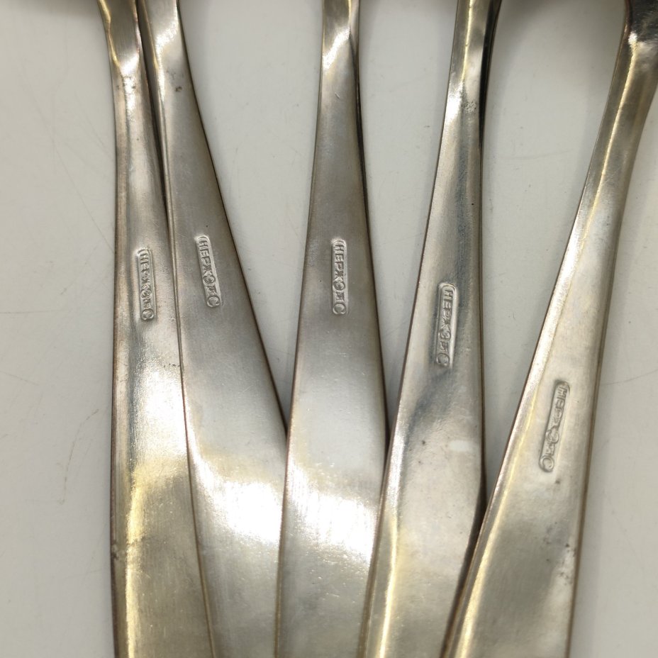 Набор из 5-ти столовых ложек с флоральным декором в коробке, нержавеющая сталь, Металлургический завод «Электросталь»