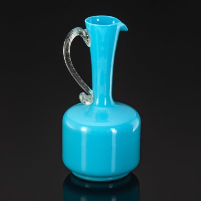 Кувшин нежного голубого оттенка, Empoli Art Glass Opaline, цветное стекло, Италия, 1950-1970 гг.