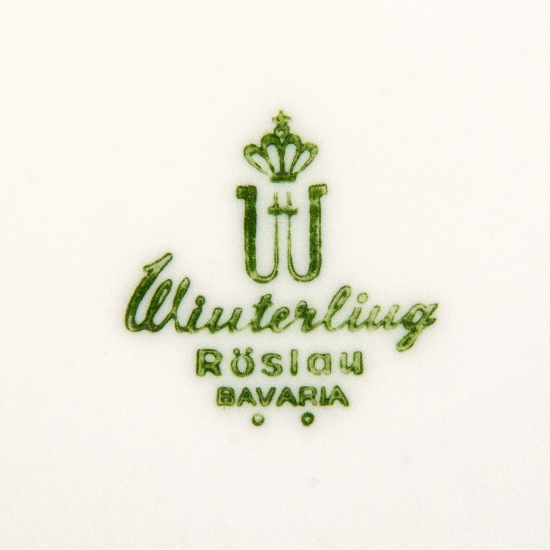 Набор столовой посуды (тарелок)  на 6 персон (12 предметов)  со строгим геометрическим декором, фарфор, деколь, золочение, Winterling Marktleuthen Bavaria, Германия, 1950-1990 гг.