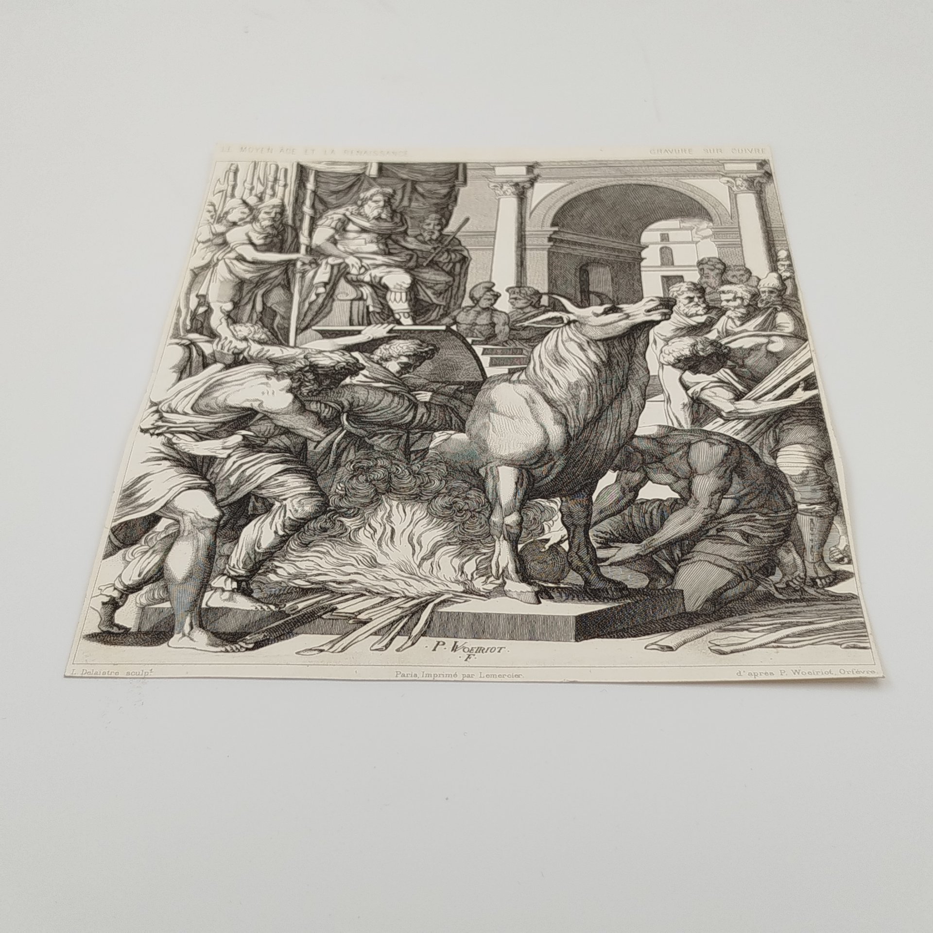 Литография из издания "Бык Фаларида" (древнее орудие казни), по мотивам гравюры Pierre Woeiriot, Фирма "Lemercier", бумага, печать, Франция, 1851-1900 гг.