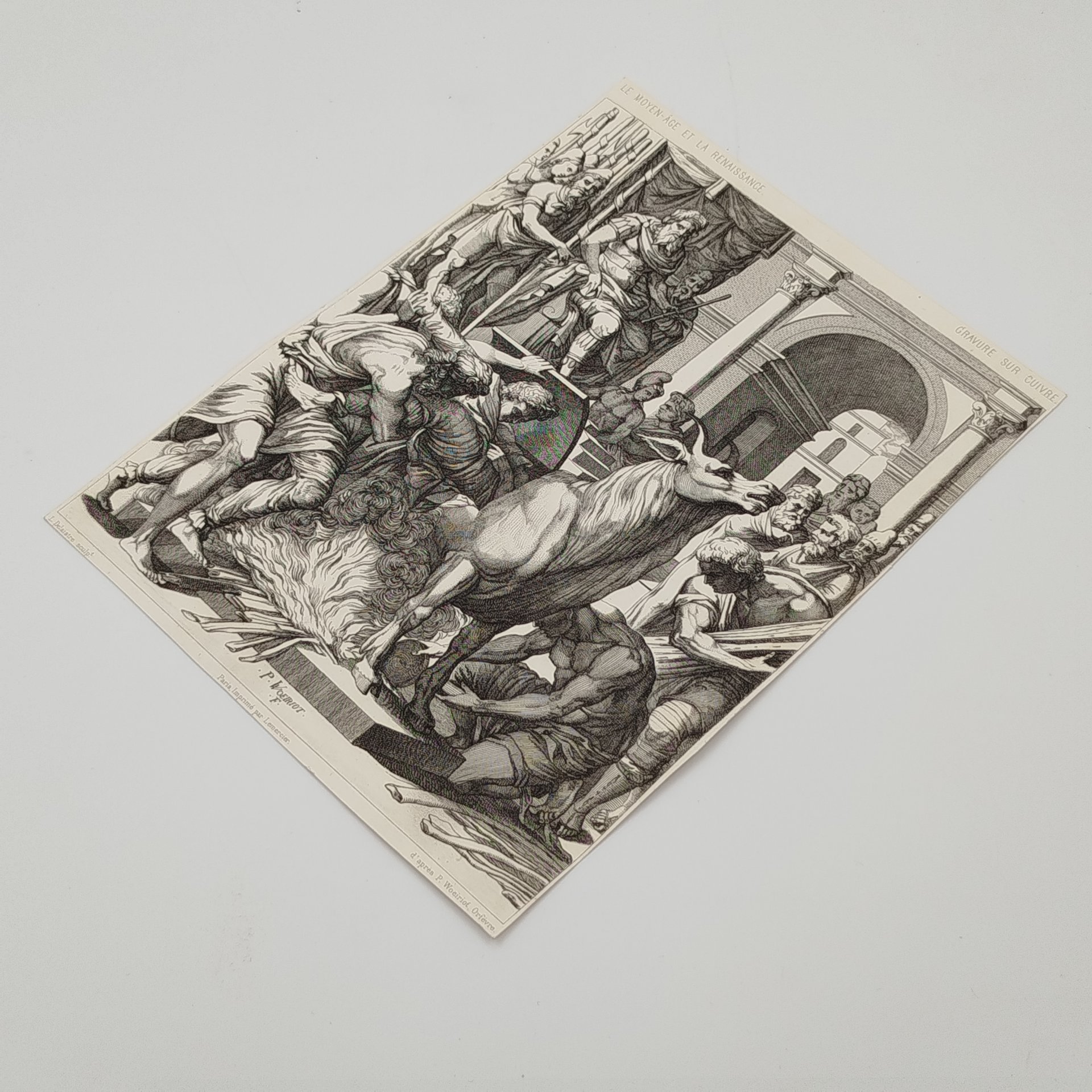 Литография из издания "Бык Фаларида" (древнее орудие казни), по мотивам гравюры Pierre Woeiriot, Фирма "Lemercier", бумага, печать, Франция, 1851-1900 гг.