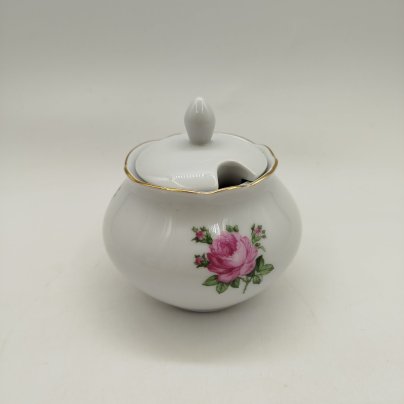Горчичница с цветочным декором, фарфор, деколь, золочение, Colditz (Кольдиц), ГДР, 1960-1980 гг.