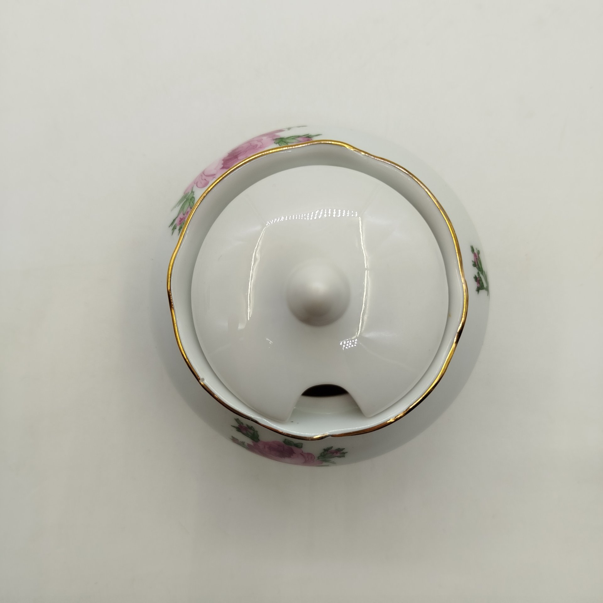 Горчичница с цветочным декором, фарфор, деколь, золочение, Colditz (Кольдиц), ГДР, 1960-1980 гг.