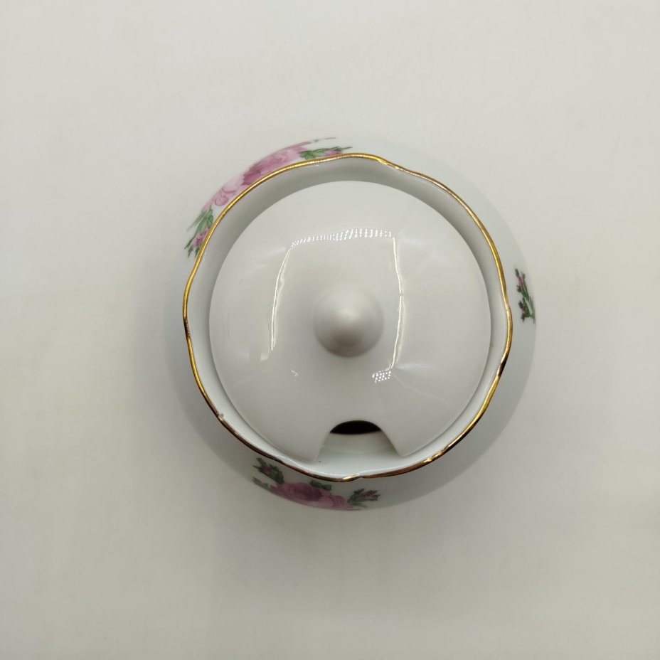 Горчичница с цветочным декором, фарфор, деколь, золочение, Colditz (Кольдиц), ГДР, 1960-1980 гг.