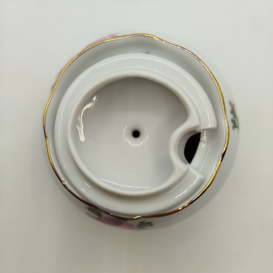 Горчичница с цветочным декором, фарфор, деколь, золочение, Colditz (Кольдиц), ГДР, 1960-1980 гг.