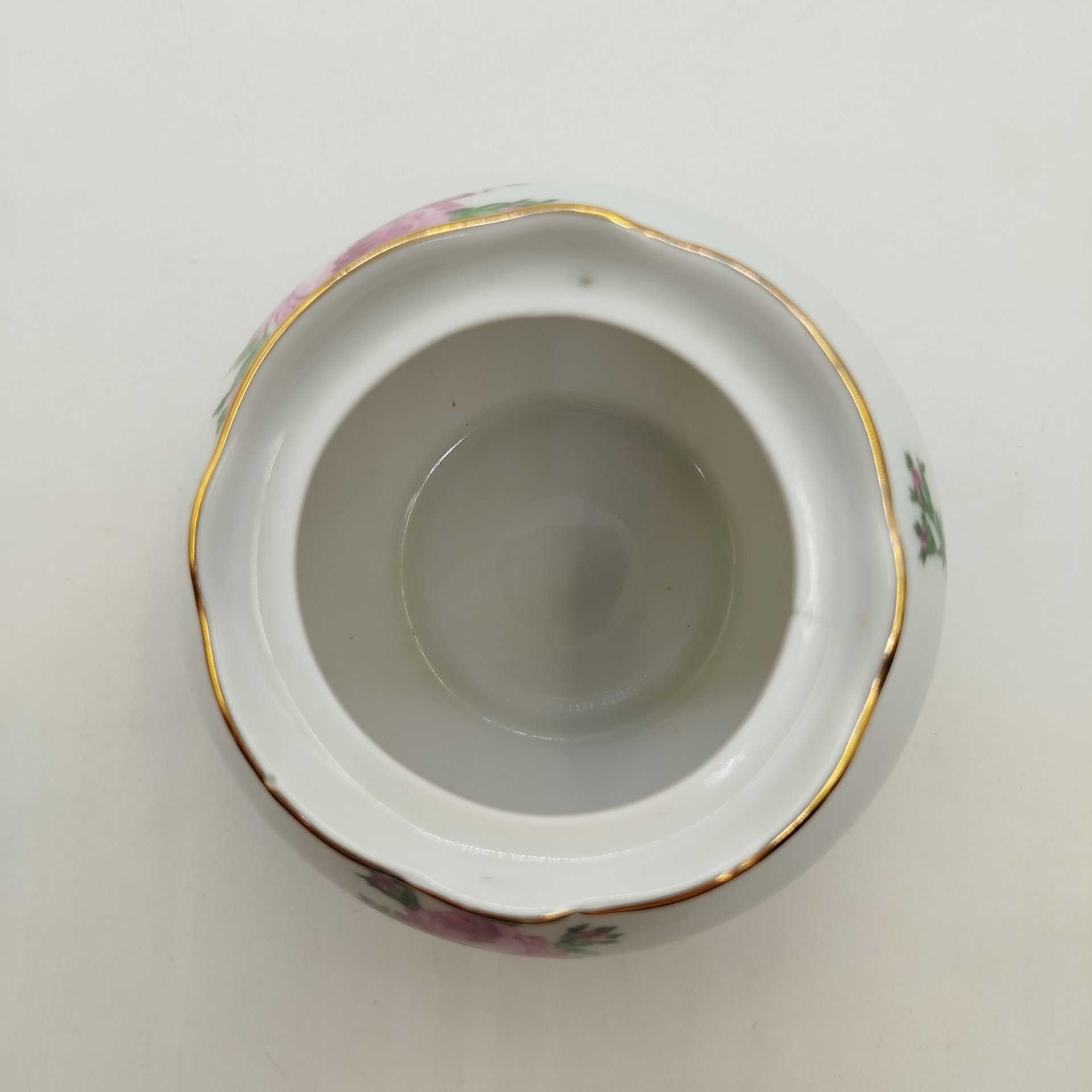 Горчичница с цветочным декором, фарфор, деколь, золочение, Colditz (Кольдиц), ГДР, 1960-1980 гг.