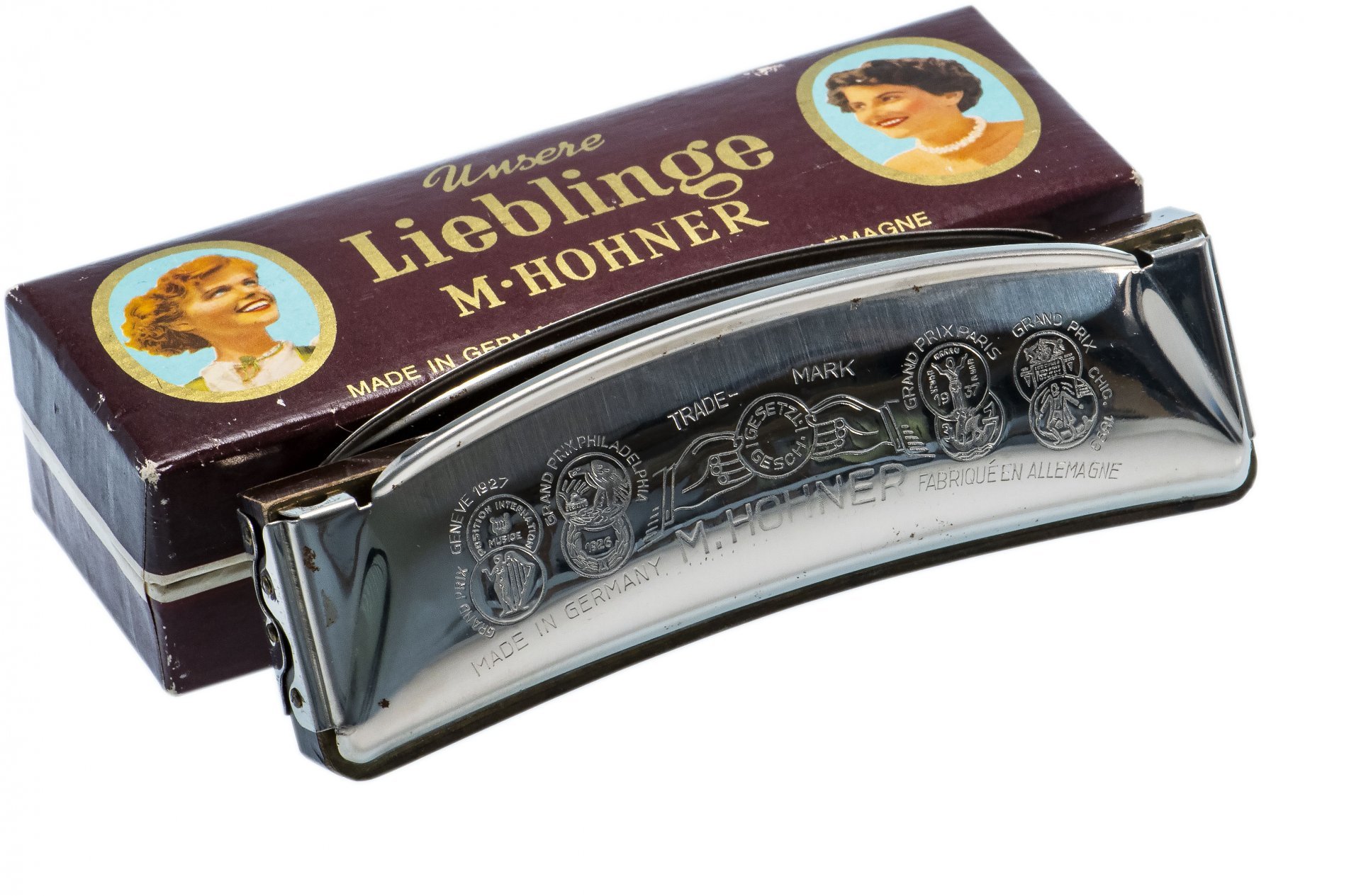 Губная гармоника октавная, металл, фирма "HOHNER Unsere Lieblinge", Германия, 1960-1990 гг.