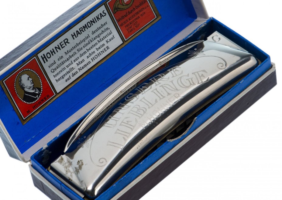 Губная гармоника октавная, металл, фирма "HOHNER Unsere Lieblinge", Германия, 1960-1990 гг.