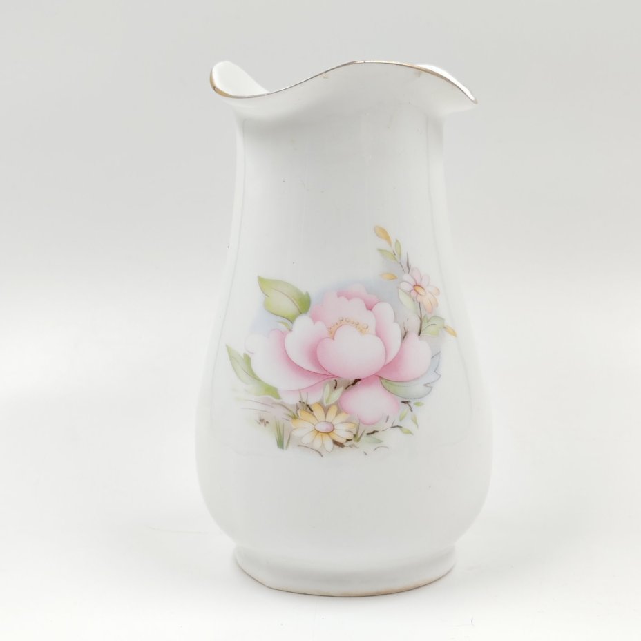 Миниатюрная ваза с цветочным декором, фарфор, деколь, золочение, Hitkari Potteries, Индия, 1990-2010 гг., Hitkari Potteries