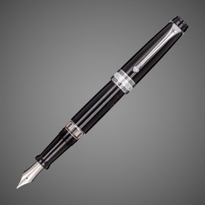 Перьевая ручка Aurora Optima Resina Black CT, перо — F, в подарочной коробке, Драгметаллы: родий, смола, хром
